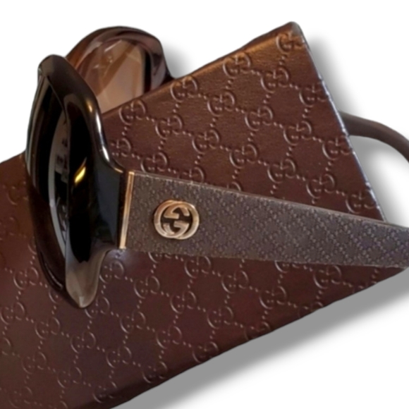 Vintage Gucci Brown Gradient Oversized G Logo Luxury Sunglasses With Case & COA main image 6